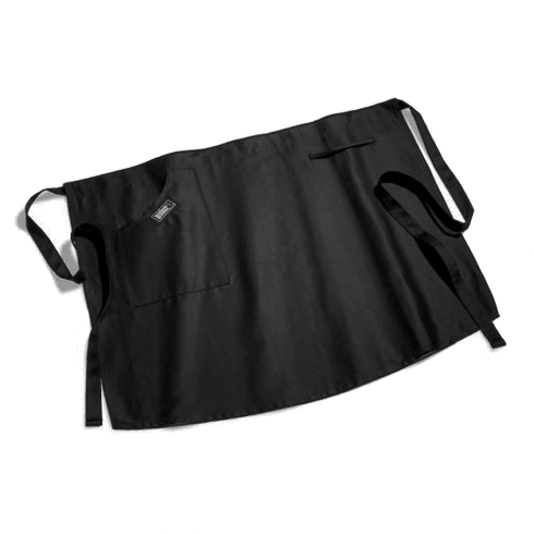 Weber Half Apron Black, One Size 100% Cotton Waist Apron for Barbecue, Kitchen and Outdoor Cooking with Long Ties