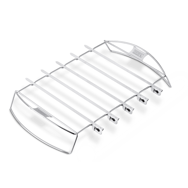 Weber Kebab Set with 5 Stainless Steel Skewers and Rack, Dishwasher Safe Skewer Set for Gas and Charcoal Grills