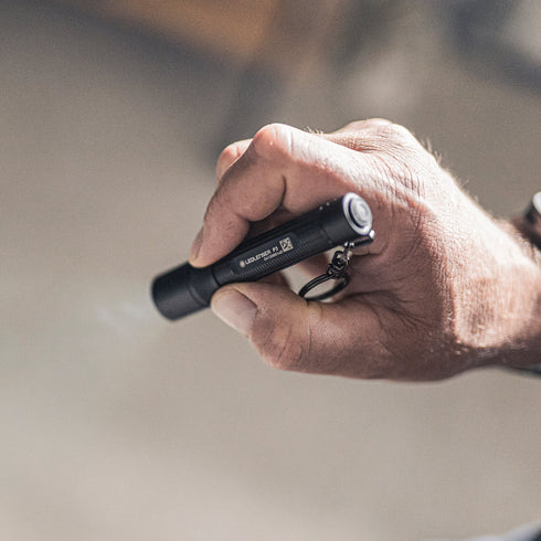 Ledlenser P3 key flashlight, in use