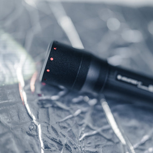 Ledlenser P7 flashlight, in use