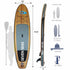 Wooden Inflatable Stand Up Paddle Board, iSUP Package with Paddle, Pump, Leash and Dry Bag