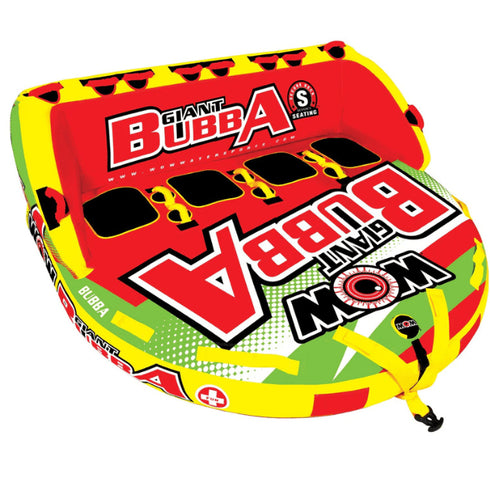 WOW Giant Bubba Hi-Vis 4P Towable Tube Bright High-Visibility Inflatable Tube for 4 Riders