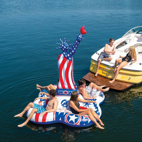 WOW Liberty Island Giant Inflatable Lounge Float Large Multi-Person Water Lounger for Beach and Pool
