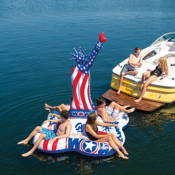 WOW Liberty Island Giant Inflatable Lounge Float Large Multi-Person Water Lounger for Beach and Pool