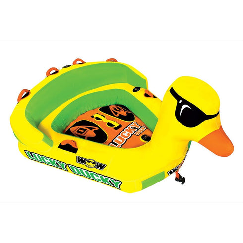 WOW Lucky Ducky Inflatable Duck Tube Fun Floating Pool and Beach Tube for Kids and Adults