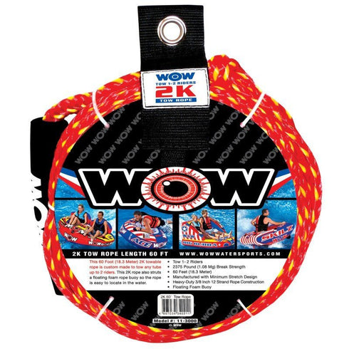WOW Sports 20ft Short Tow Rope for Towables Close - Range Stable Towing Rope for Water Sports