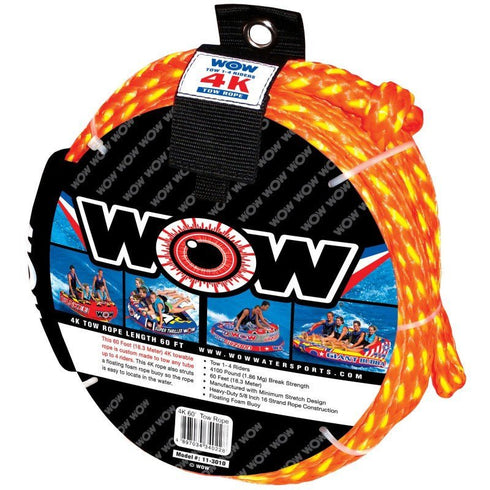 WOW Sports 40ft Mid - Length Tow Rope for Towables Durable Floating Line for Water Activities