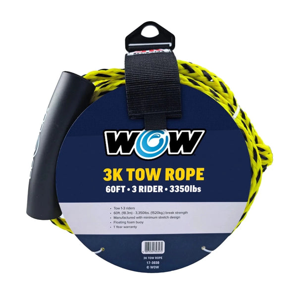 WOW Sports 60ft Short Tow Rope for Towables Close-Range Stable Towing Rope for Water Sports