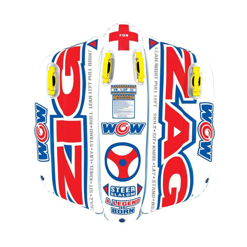 WOW Sports Zig Zag Towable Tube - 1–2 Rider Inflatable for High-Speed Water Sports