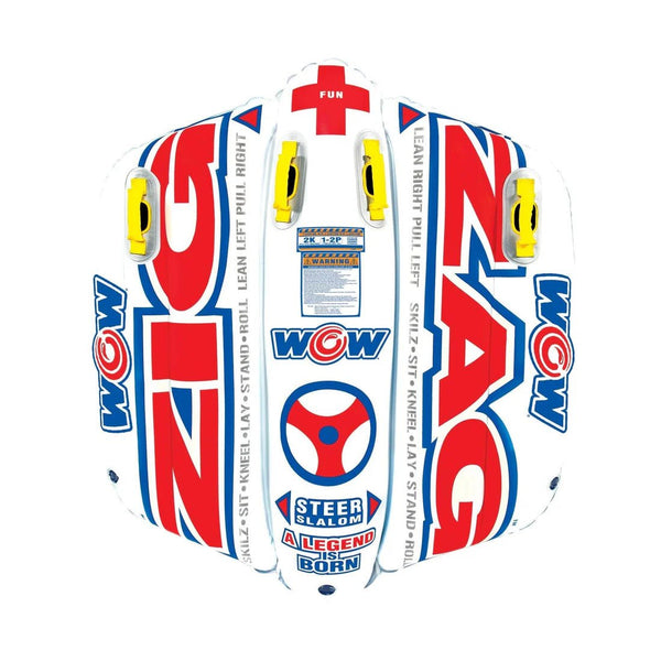 WOW Sports Zig Zag Towable Tube - 1–2 Rider Inflatable for High-Speed Water Sports