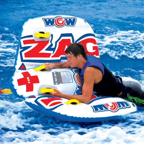 WOW Sports Zig Zag Towable Tube - 1–2 Rider Inflatable for High-Speed Water Sports