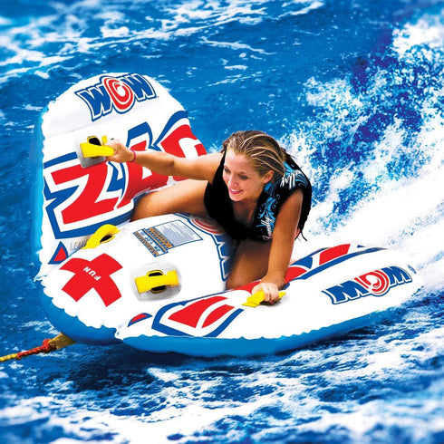 WOW Sports Zig Zag Towable Tube - 1–2 Rider Inflatable for High-Speed Water Sports