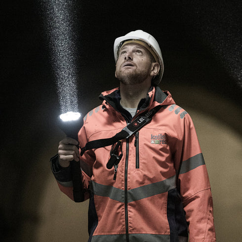 Ledlenser P21R rechargeable flashlight, in use
