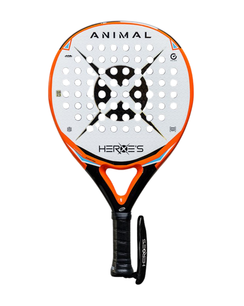 Heroe's Animal 2023 Padel Racket in orange and white, front view