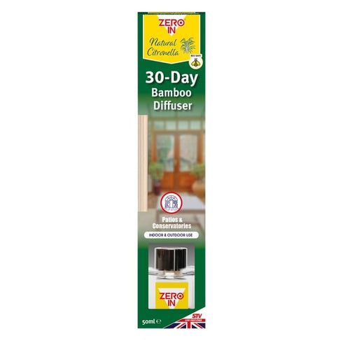 Zero In 30-Day Bamboo Insect Repellent Diffuser, Compact Portable Bug Repeller for Caravans, Offices and Homes