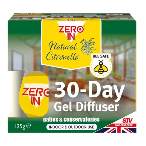 Zero In 30-Day Citronella Gel Diffuser, Adjustable Indoor and Outdoor Insect Repellent with Natural Citronella