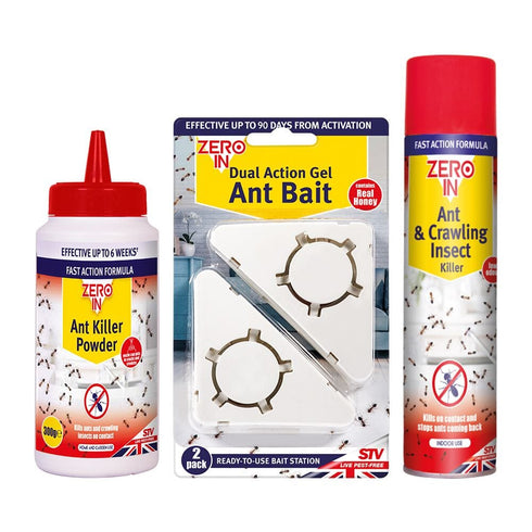 Zero In Ant Killer Kit, Gel Ant Bait, Ant and Crawling Insect Killer and Ant Killer Powder in One Bundle