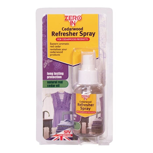 Zero In Cedarwood Refresher Spray 75 ml, Natural Red Cedar Oil to Revive Cedar Moth Protection in Wardrobes