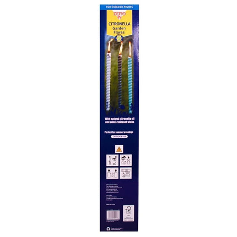 Zero In Citronella Garden Flares 12-Pack, Close to Home Citronella Flares for Gardens, Patios and Parties