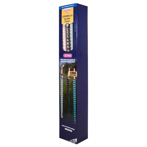 Zero In Citronella Garden Flares 12-Pack, Close to Home Citronella Flares for Gardens, Patios and Parties