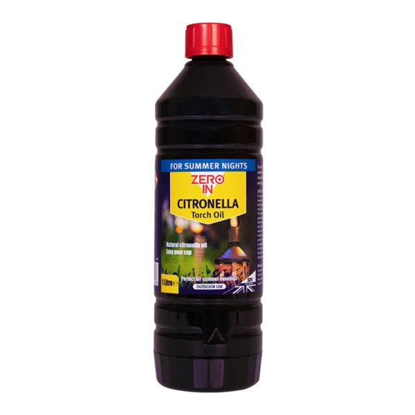 Zero In Citronella Torch Oil 1 L, Natural Citronella Garden Torch and Lantern Fuel with Sweet Scent