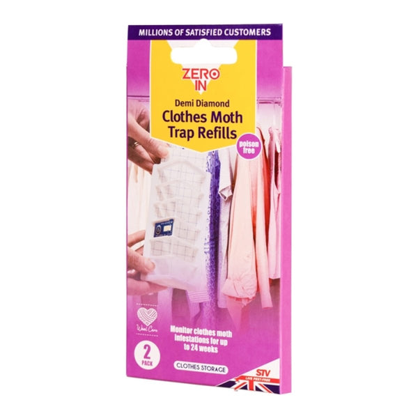 Zero In Demi-Diamond Clothes Moth Killer Refill Twinpack, Pheromone Pads with 24 Weeks of Chemical-Free Protection