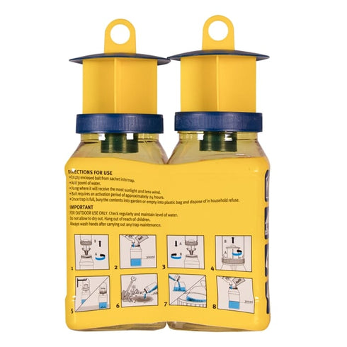Zero In Fly Max Re-Usable Fly Catcher Twinpack, Baited Outdoor Fly Trap Holding Up to 20,000 Flies Each