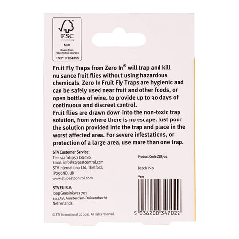 Zero In Fruit Fly Trap Refill Twinpack, Replacement Lures for the Zero In ZER701 Non-Spill Fruit Fly Trap