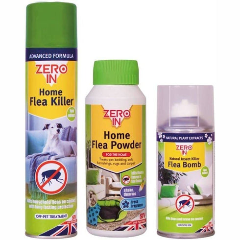 Zero In Household Flea Killer Kit, Flea Spray, Flea Powder and Flea Bomb for Cat and Dog Fleas in the Home