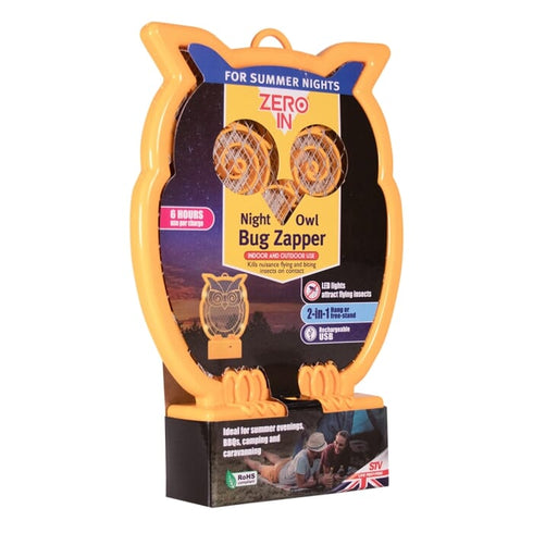 Zero In Night Owl Rechargeable Bug Zapper, Owl Design Electric Insect Killer for Flies, Wasps and Biting Insects