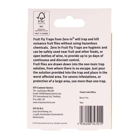 Zero In Ready Baited Fruit Fly Trap Twinpack, Non-Spill Kitchen Fruit Fly Catcher for Fruit Bowls and Wine