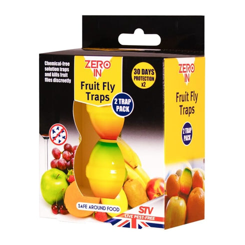 Zero In Ready Baited Fruit Fly Trap Twinpack, Non-Spill Kitchen Fruit Fly Catcher for Fruit Bowls and Wine