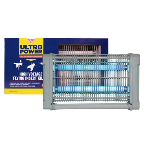 Zero In Ultra Power High Voltage Flying Insect Killer, Twin 10W UV Fly Zapper for Kitchens and Farm Buildings