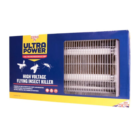 Zero In Ultra Power High Voltage Flying Insect Killer, Twin 10W UV Fly Zapper for Kitchens and Farm Buildings