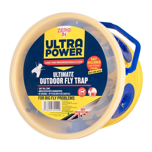 Zero In Ultra Power Ultimate Outdoor Fly Trap, Reusable Hanging Fly Catcher Holding Up to 60,000 Flies