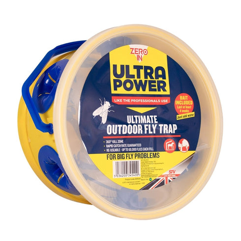 Zero In Ultra Power Ultimate Outdoor Fly Trap, Reusable Hanging Fly Catcher Holding Up to 60,000 Flies