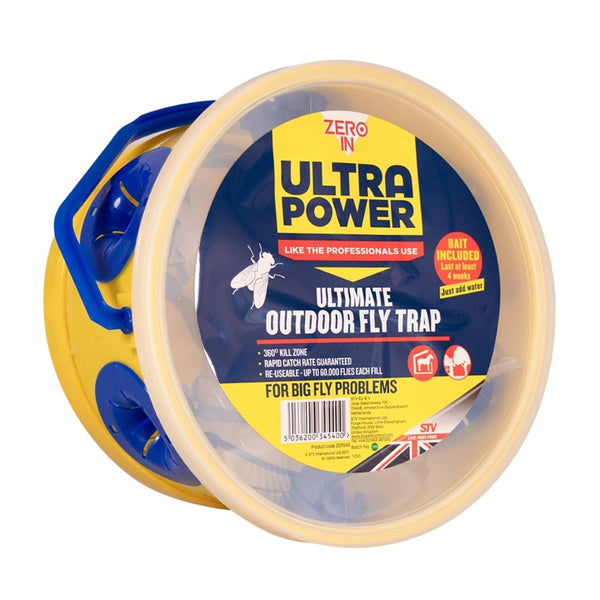 Zero In Ultra Power Ultimate Outdoor Fly Trap, Reusable Hanging Fly Catcher Holding Up to 60,000 Flies