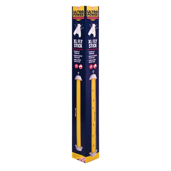 Zero In Ultra Power XL Fly Stick 60cm, Yellow Sticky Fly Trap with 600 cm2 Catch Area for Homes and Farms