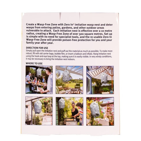 Zero In Wasp-Free Zone Twinpack, Two Reusable Imitation Wasp Nests to Keep Wasps Away from Patios, No Poison