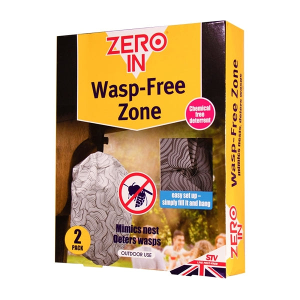 Zero In Wasp-Free Zone Twinpack, Two Reusable Imitation Wasp Nests to Keep Wasps Away from Patios, No Poison