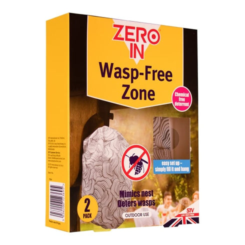 Zero In Wasp-Free Zone Twinpack, Two Reusable Imitation Wasp Nests to Keep Wasps Away from Patios, No Poison