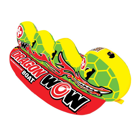 WOW Sports Dragon Boat 3-Rider Towable Tube, Red and Green, product view