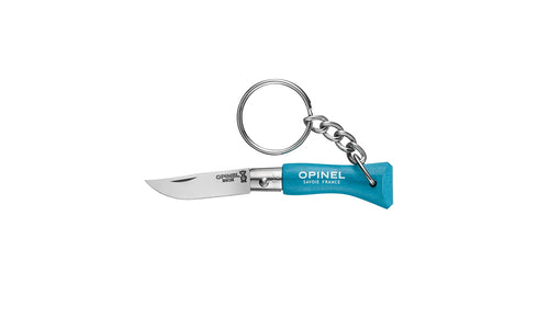 Opinel No.02 keychain knife, cyan handle