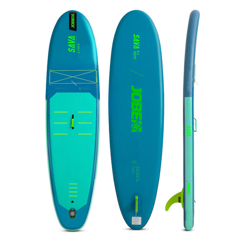 Jobe Aero Sava SUP Lite Board 8.6 Teal, top and bottom view
