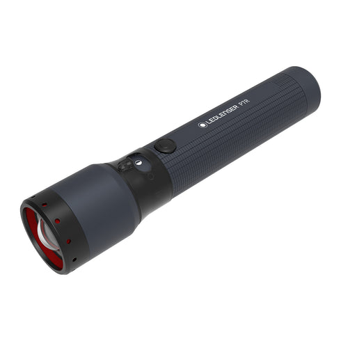 Ledlenser P7R 25th Anniversary Edition flashlight, dark blue, product shot on white