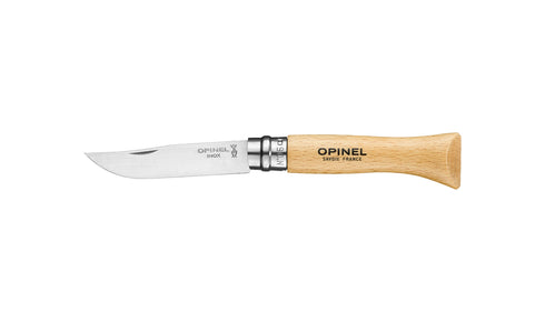 Opinel No.06 stainless steel folding knife with beech handle