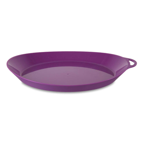Lifeventure Ellipse camping plate, bright purple, angled view