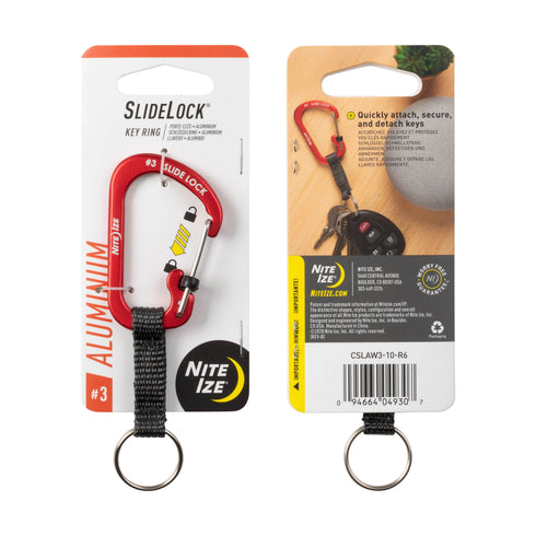 Nite Ize SlideLock key ring aluminium, Red