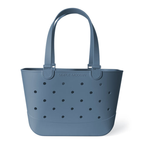 Simple Modern Large Getaway Bag in Blue Dune, front view