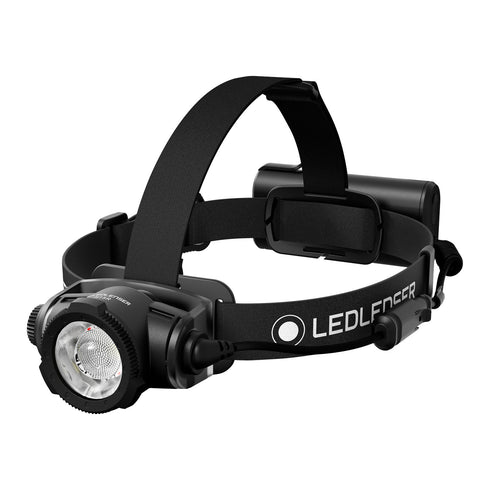 Ledlenser H15R rechargeable headlamp, black, product shot on white